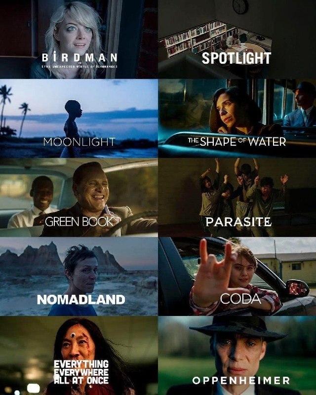 MohemMovie: برندگان اسکار بهترین فیلم 🏆#Jordan@MohemMovie