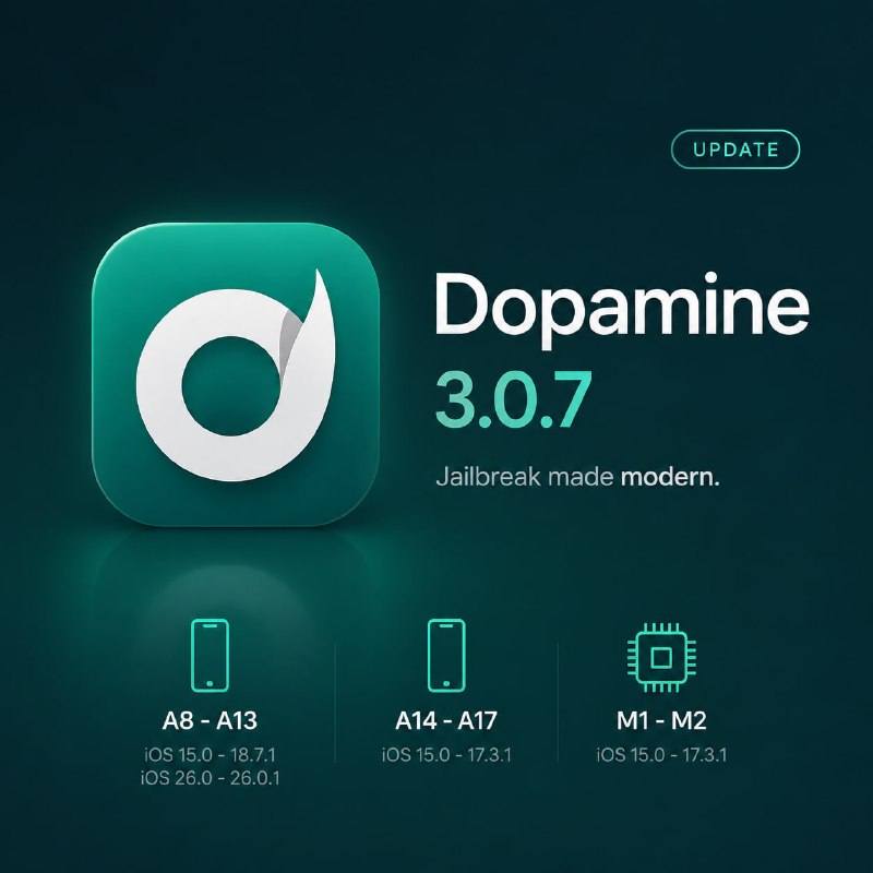 اپل اپس | اپ استور آی‌اواس: 🔥 Dopamine 3.0.7 منتشر شد؛ جیلبریک حالا تا iOS 26 هم رسیده!نسخه جدید Dopamine امروز منتشر شد و همین الان نسخه 3.0.7 رو ب