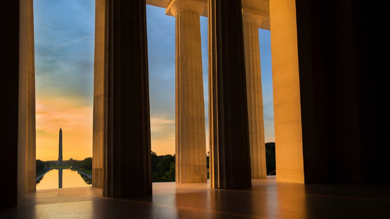 Standing where hope roseWashington Monument seen from Lincoln Memorial, Washington, DC (© RickSause/Getty Images)