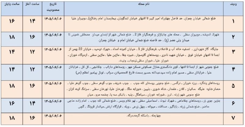 ◾️ایوان کلهر◾️◽️: 🔊اطلاعیه به اطلاع مردم شریف شهرستان ایوان می رساند در راستای مدیریت بار مناطق یاد شده روز جمعه مورخهی ۰۶ شهریور ماه با