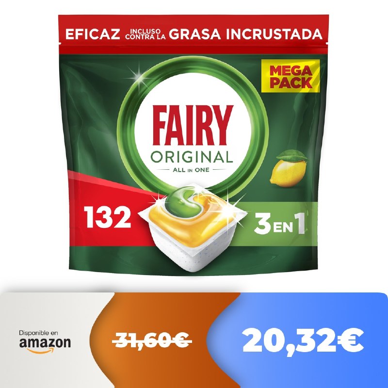 🔥 FAIRY Cápsulas Originales de Aroma de Limón, 132 Cápsulas  🔥 -36%! Excelente p