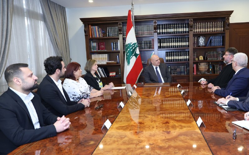 President Yosef Aon to the delegation of the municipality of Deir Mimas: