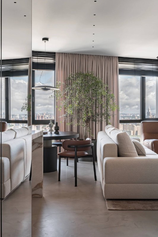 Квартира на 51-м этаже для семьи с ребенком. Этот проект - история о том, как строгая архитектурная графика, обволакивающая нежность фактур и перед... - изображение 2 - квартира, этаже, семьи