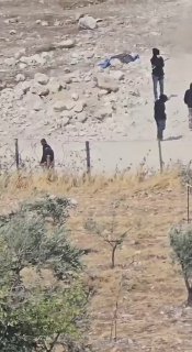 מתנחלים מתפרעים סביב בתים פלסטינים באזור אבו נג'ים, דרומית מזרחית לבית לחם.