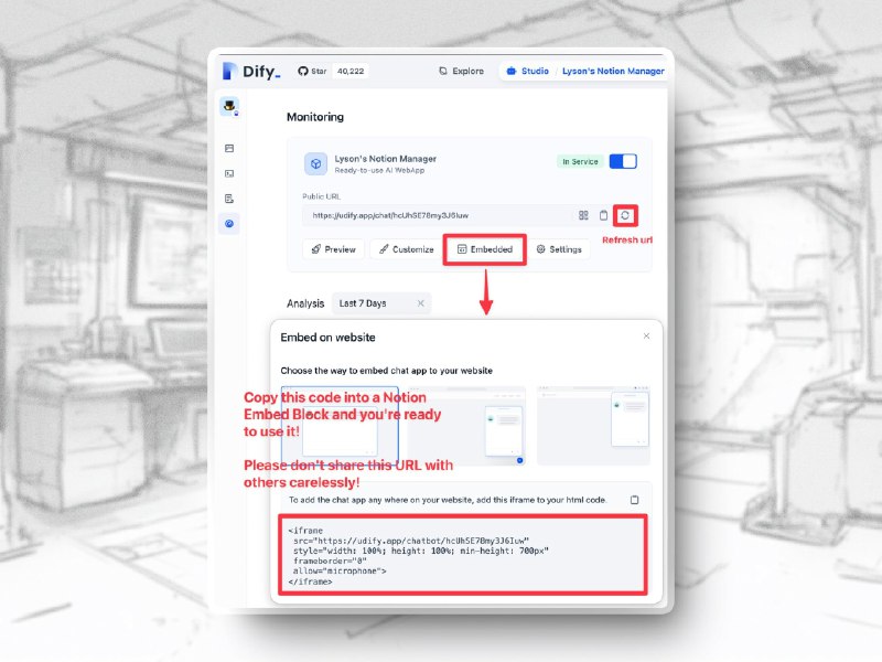 🚨🔥 当然..你也可以在没有任何编程基础的情况下非常轻易地连接 Dify.ai 和你的 Notion...制作一个懂你的 Chatbot（提示词都是小事，前提是你 Notion 有内容哈…）往下看（见图 1）👇点击头像 👤 -> 点击 settings ⚙️ -> 点击 Data Source -> 点击 Add WorkSpace -> 选择授权的 Notion Pages
