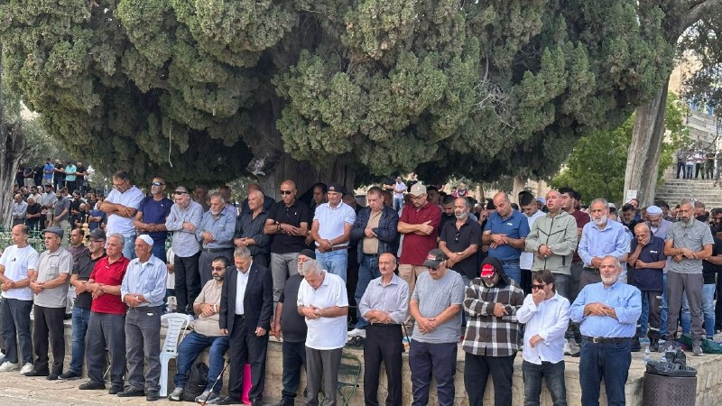 A large number of Palestinians hold Friday prayers at the blessed Al-Aqsa Mosque despite the barriers and occupation forces.