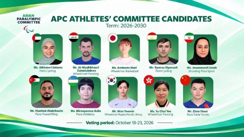 Announcement of the Athletes Committee of the Asian Paralympic Committee; Chivalry represents