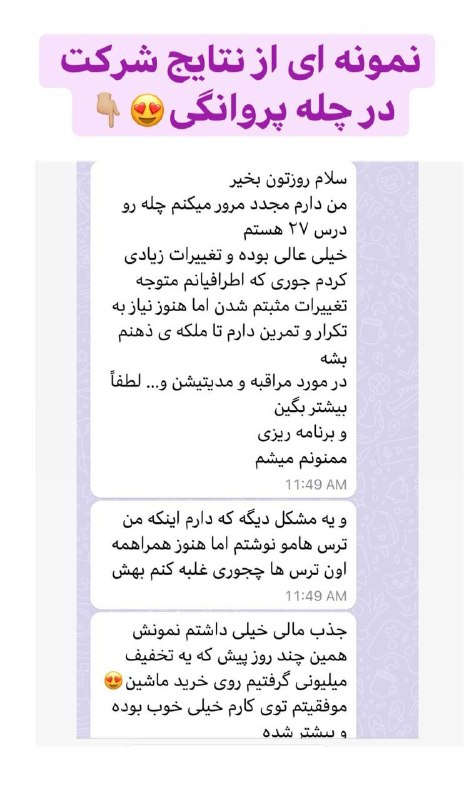 شبنم نادری: نظر شرکت کننده عزیز در دوره ارزشمند« چله پروانگی»