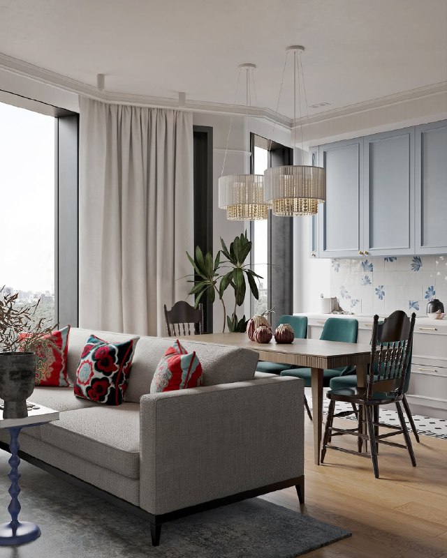 Цветная неоклассика с русским самоваром, башкирские орнаменты на подушках и тюркские мотивы в картине Автор проекта Айгуль Султанова. - изображение 3 - цветная, неоклассика, русским