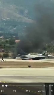 שריפה של מטוס F-16 אמריקאי השייך ליוון
