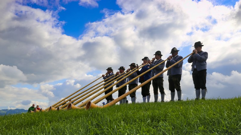 The Alpine sound of OktoberfestAlphorn players, Bavaria, Germany (© U. J. Alexander/Shutterstock)
