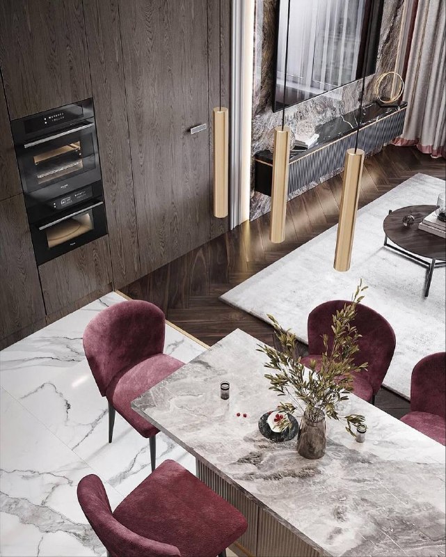 Кухня-гостиная Беж и винный цвета Дизайн Юлия Яковенко - изображение 2 - кухня, гостиная, беж