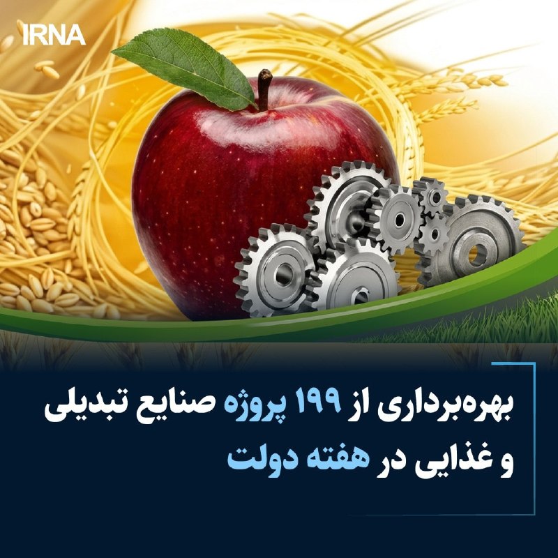 خبرگزاری ایرنا: 🔸 کریم ذوالفقاری رئیس مرکز توسعه مکانیزاسیون و صنایع کشاورزی از بهره‌برداری ۱۹۹ پروژه صنایع کشاورزی تبدیلی و غذایی به ار