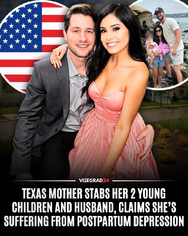 Holly Leanne Flores, 37, was arrested in Northlake, Texas, after repeatedly stabbing her two young children in the chest and attacking her husband, Justin Hummel, 34, with a kitchen knife at their family home around 4:20 a.m., claiming she was suffering from postpartum depression. Hummel became concerned about his wife's behavior after he discovered her lighting candles in the children's bedroom with a kitchen knife nearby, prompting him to consider sleeping on the couch to stay close to them. Hours later, he woke up to his children's screams and was stabbed in the head while trying to reach them.