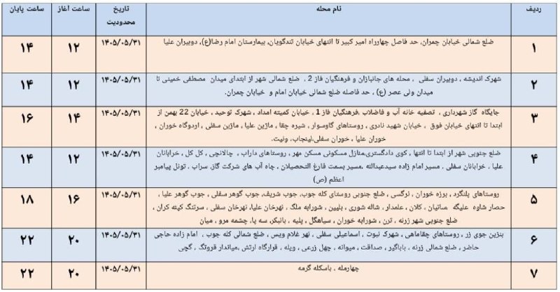 🌹مردم ایوانغرب🌹: 🔊اطلاعیه به اطلاع مردم شریف شهرستان ایوان می رساند در راستای مدیریت بار مناطق یاد شده روز شنبه مورخهی ۳۱ مرداد ماه با م