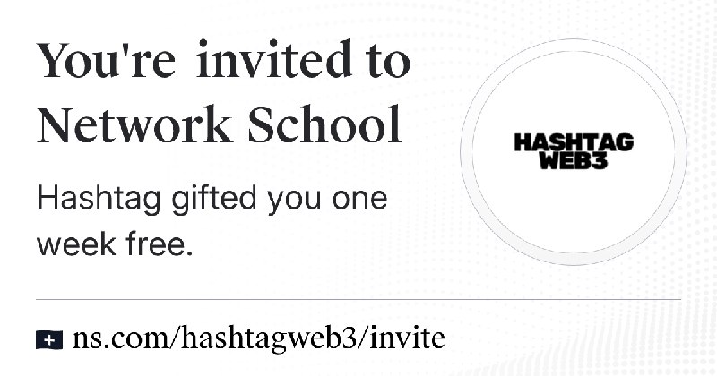 Apply to Network School with Hashtag's link and get one week free.