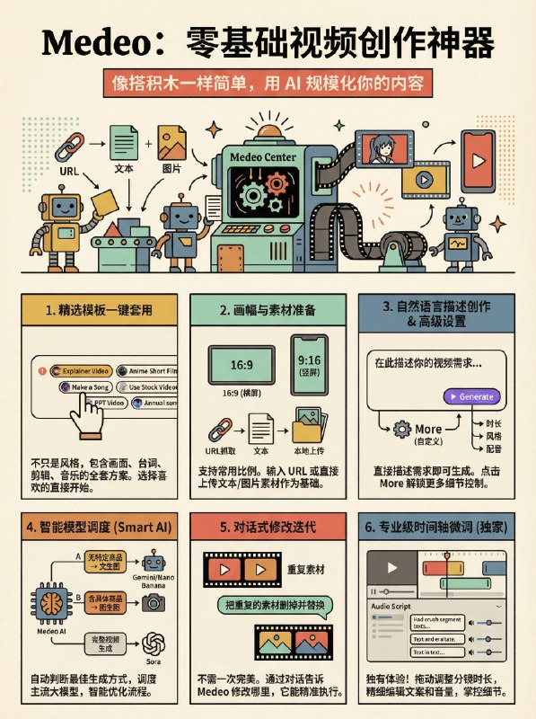 Medeo 1.0 终于上线了，这是我认为第一个真正意义上的视频 Agent试了一下相当惊艳，具体的特点有：- 支持非常灵活的通过自然语言进行修改- 支持超过上千字的超长提示词- 提供非常好的泛化性，各种风格和垂类都可以做