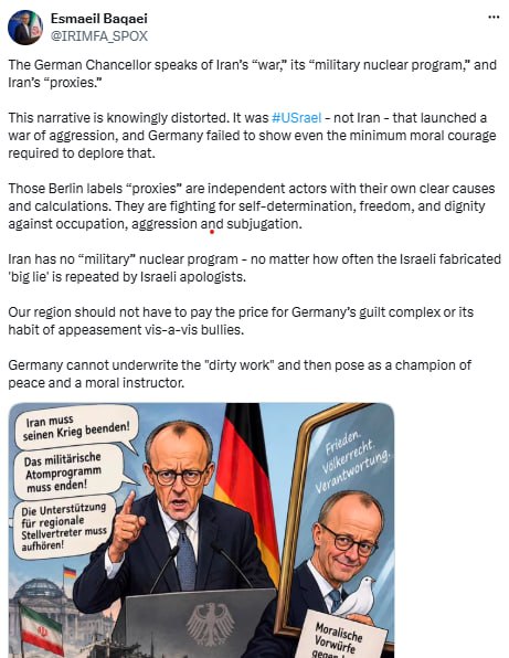 Survival: The German Prime Minister cannot support war and crime and at the same time present himself as a champion of peace and a moral teacher