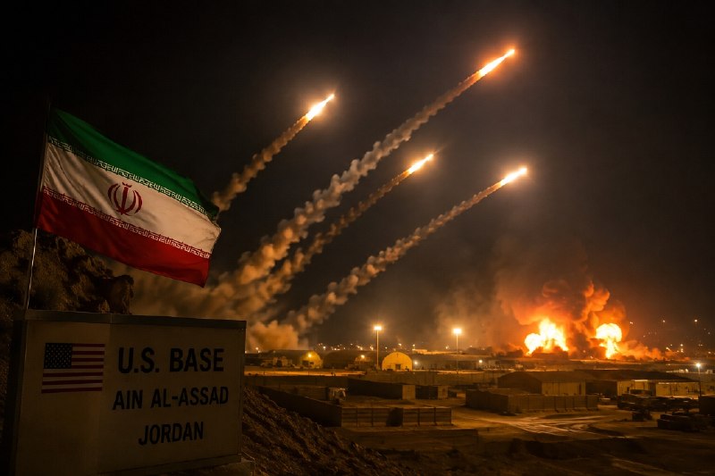 جالب: 🔴 ایران بصورت ناگهانی و بی مقدمه یکدفعه شروع به حمله کرد و چندتا موشک سمت پایگاه آمریکا تو اردن شلیک کرد.@Jaleb