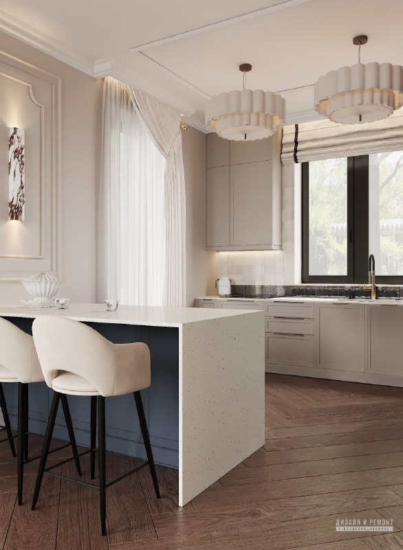Дом 150 м Проект современная неоклассика с драматичным цветовым контрастом. Классический каркас молдинги, панели, розетки, паркет сочетается со сме... - изображение 1 - дизайн, дом, 150
