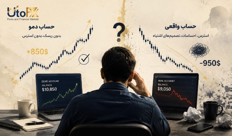 UtoFX | مرجع فاندامنتال فارکس و انس طلا: ☑️ چرا وقتی با حساب دمو سود میکنیم، در حساب واقعی ضرر میکنیم؟🔖 پاسخ کوتاه به سوال همه تریدرها این است که در حساب دمو پ
