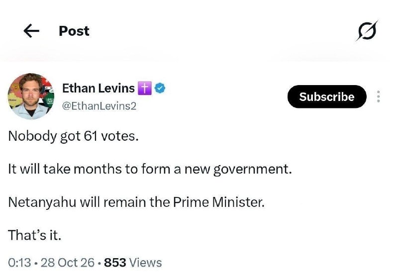 עיתונאי וסופר אמריקאי: אף אחת מהמפלגות לא הגיעה ל-61 מושבים, ייקח חודשים להרכיב ממשלה חדשה.