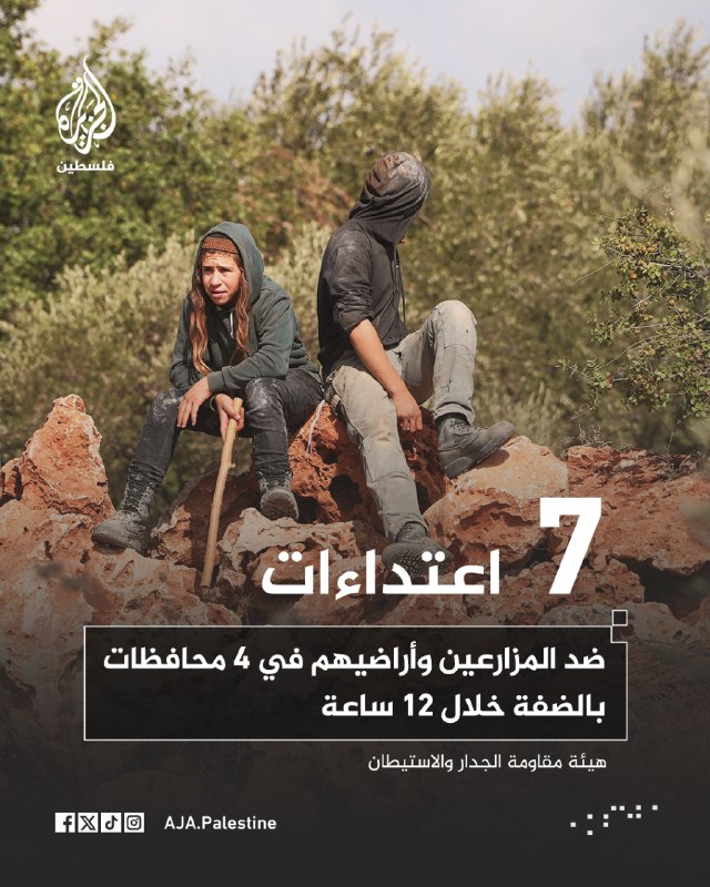 ועדת ההתנגדות לחומות ולהתנחלויות: 7 פיגועים תוך 12 שעות נגד חקלאים ואדמותיהם ב-4 נפות בגדה המערבית, שכללו י…