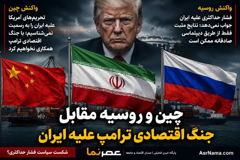 خبر فوری/ عصر فوری: 🔴 چین و روسیه مقابل جنگ اقتصادی ترامپ علیه ایران🔹همزمان با آغاز دور تازه فشار اقتصادی آمریکا علیه ایران، چین و روسیه عمل