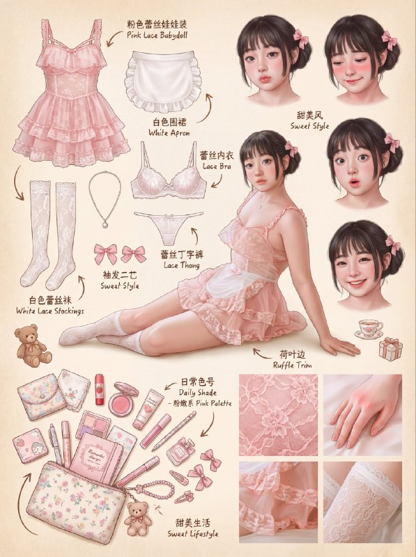 诶~是小乐乐的AI穿搭拆解图好可爱ᡣ𐭩📸：K.Lishen@aigc1024