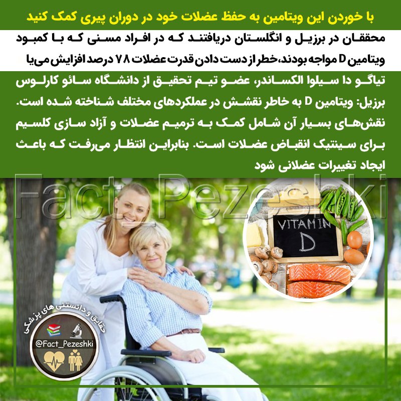 ❣ ترفند│Tarfand ❣: با خوردن این ویتامین به حفظ عضلات خود در دوران پیری کمک کنید🔹محققان در برزیل و انگلستان دریافتند که در افراد مسنی که با