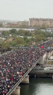ים אינסופי של מפגינים צרפתים גדוש ברחובות פריז.