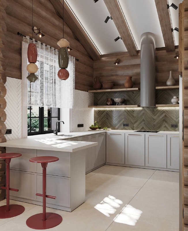 Проект загородного дома из оцилиндрованного бруса,площадь 172 кв.м. Интерьер выполнен в стиле Рустик тёплое дерево, естественные текстуры и спокойн... - изображение 8 - проект, загородного, дома