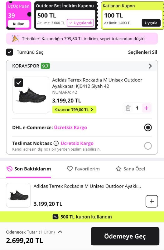 Adidas Terrex Rockadia M Unisex Outdoor Ayakkabısı Siyah 42🏷️ 3.000₺’ye 500₺ kupon ile⭐️…