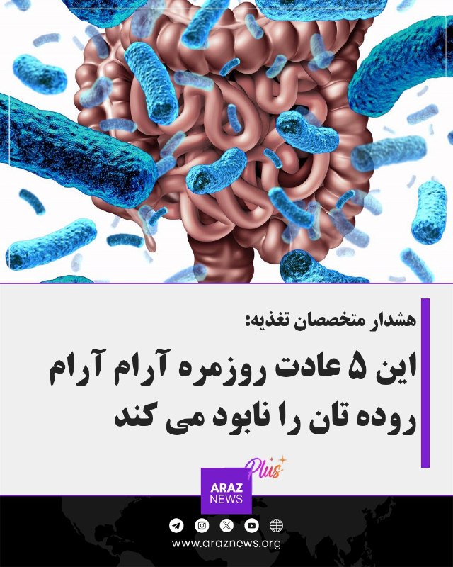 Araz News آراز نیوز ✔: هشدار متخصصان تغذیه:این ۵ عادت روزمره آرام آرام رودهتان را نابود میکندیک مسکن ساده برای سردرد که خیلی بیضرر به نظر می