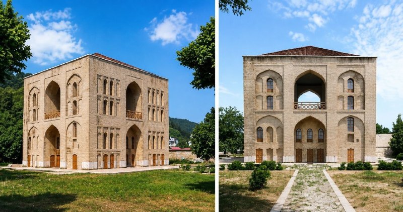 کانال بهشهر: چشمه عمارت 🏛️✨در واقع ساختمانی دو مرتبه ای بوده 🏗️🏚️و طبقه دوم الان موجود نیست ❌🧱چقدر شبیه صفی آباد بود 🌾🏘️.▪️ کانال بهش
