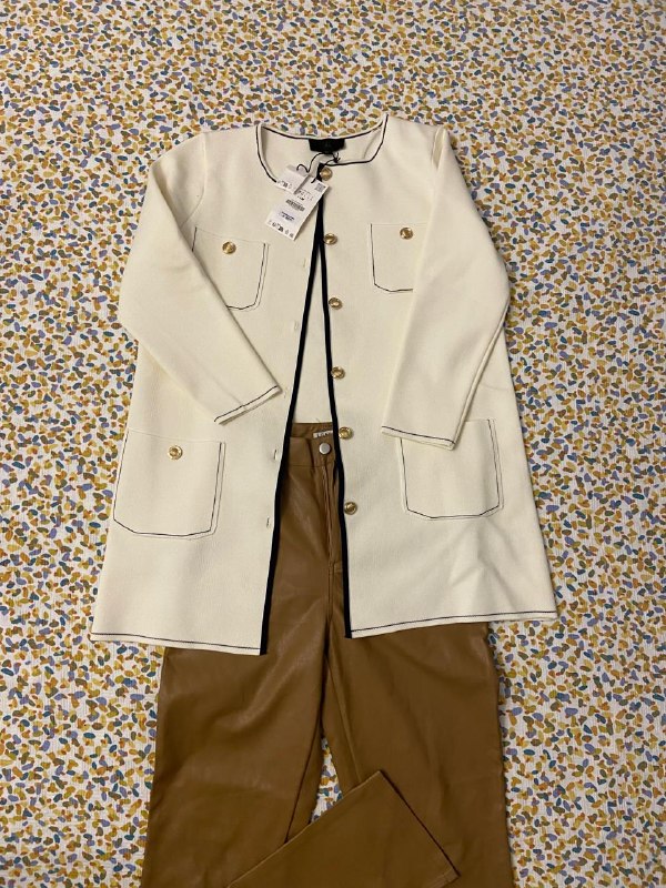 70 gel — (НОВОЕ С БИРКОЙ) ZARA удлиненный пиджак (белый): Размер (L) — фото 1