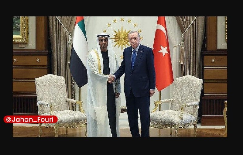 جهان بین‌الملل فوری🌍: گفت‌وگوی تلفنی اردوغان و رئیس امارات درباره تحولات منطقه🔹رجب طیب اردوغان، رئیس‌جمهور ترکیه، در گفت‌وگویی تلفنی با شیخ مح