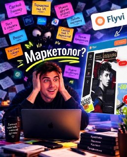 Маркетолог? От идеи до готового дизайна — за пару минут во Flyvi!Нужно быстро сделать креатив для рекламной кампании, адаптировать баннер под разные площадки, собрать пост или сгенерировать трендовый контент?Всё это с помощью ИИ, в несколько кликов.Без VPN