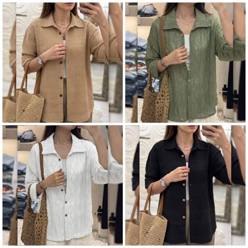 تولیدی و عمده فروشی لباس، عمده پوش: ✅ موجود (35 عدد) :: 375,000 تومان🔥 شومیز مراکشی دکمه چوبی عمده (پک 5 عددی) ● رنگ: دارای ۴ رنگ مشکی دوبل ● پک: 5 تایی ● س