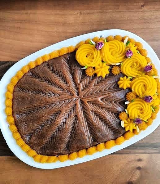 هنر بانو ایدهای نو 🌺🌺🌺: تزیین حلوا@artfu524.🍟🌭🍔🥘🎈🎁🎀🛍🧸☘🍀🌾🌾