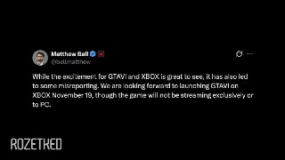 СМИ: GTA VI будет доступна на ПК в день релиза  Источники The Verge сообщили, что Xbox получила эксклюзивные права на стриминг GTA VI. По данным издания, игра будет доступна в «облачном» сервисе Xbox Cloud Gaming в день релиза в том числе на ПК.  rozetked.