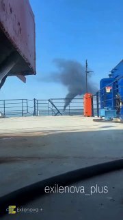 A tanker is burning near Kerch port, close to the Crimean Bridge. Another vessel was photographed burning in the Sea of Azov.