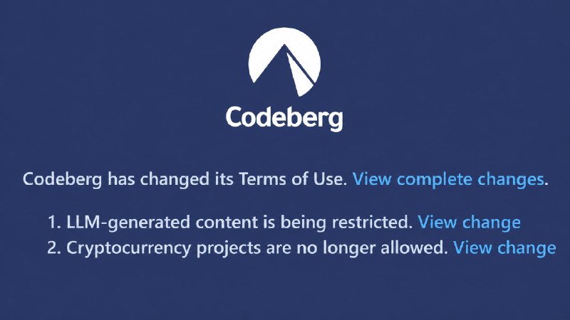 TechTube 𝕏 تک توب: یکی از رقبای متن باز گیتهاب یعنی Codeberg مخالفت صریحش رو با هوش مصنوعی اعلام کرده و در قوانین جدیدی که با رای هیات مدیر