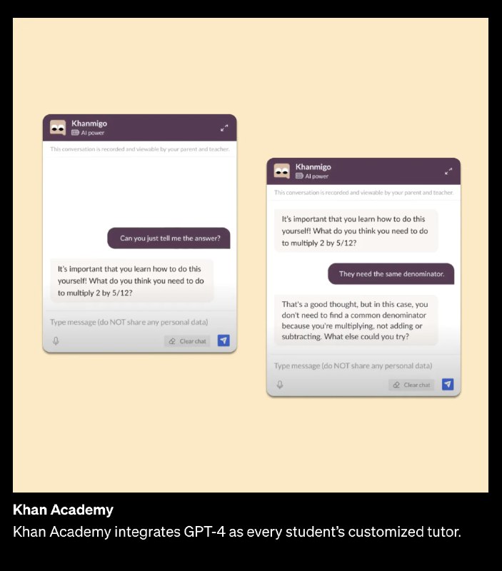 GPT-4 来了！OpenAI 还给出个 6个使用 GPT-4 的案例（翻译由ChatGPT完成，我有微弱修订），分别是：1、Duolingo | GPT-4改进了Duolingo上的对话