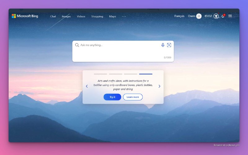 搜索，最古老的互联网工具，迎来革命Thomas Sorheim: 2/The current way we search is coming to an end…Soon you will be able to ask Bing questions naturally and get a search experience tailored to you - just like we expect from ChatGPT.The leak shows that the search bar will be a chatbox 👇1000 characters are the limit.