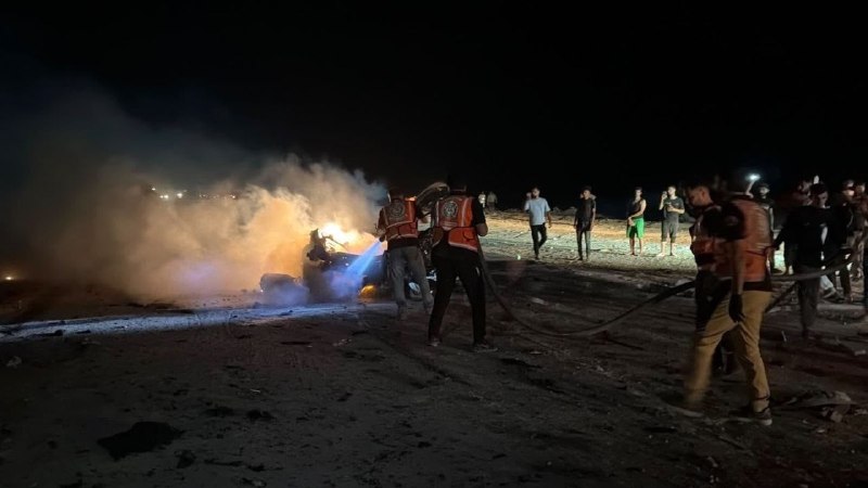 הרכב שנפגע בהפצצת הכיבוש ברחוב אל-ראשיד, ממערב לעיר עזה, שהוביל להרוגים ולפציעה של שני בני אדם.