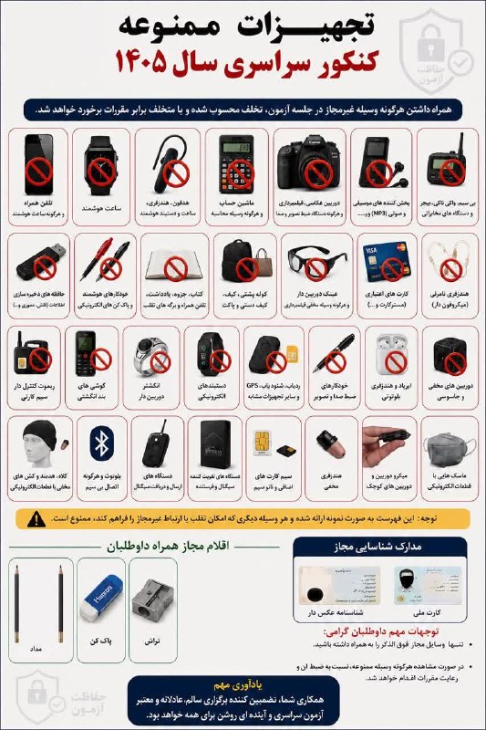 پاتوق بردسکن وحومه: محدودیتهای آزمون سراسری را جدی بگیریدداوطلبان عزیز، برای برگزاری منظم و عادلانه آزمون سراسری، رعایت دقیق ضوابط و محدودی