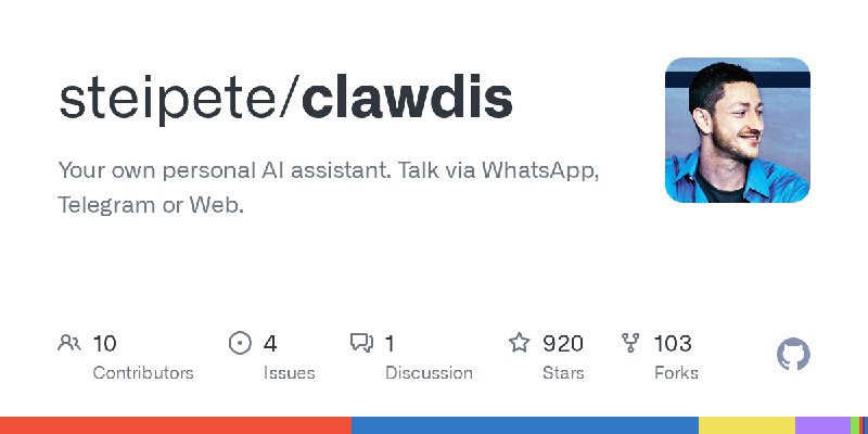GitHub - steipete/clawdis: Your own personal AI assistant. Talk via WhatsApp, Telegram or Web.
