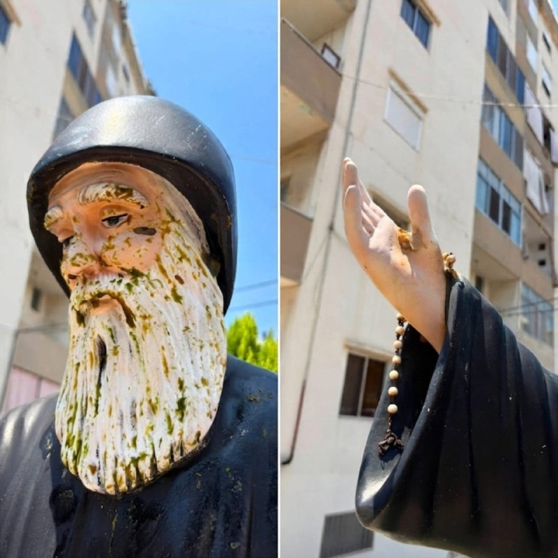 פסלו של הקדוש שרבל בזוק מוסבה היה נתון למעשה ונדליזם בערב החג שלו.