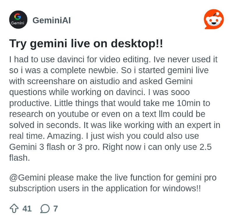 From the GeminiAI community on Reddit